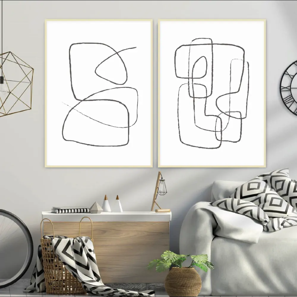 Фото Пара постеров 28 картин Минимализм. черные линии каракули 50x40 см без рамы Фото Пара постеров 28 картин Минимализм. черные линии каракули 50x40 см без рамы