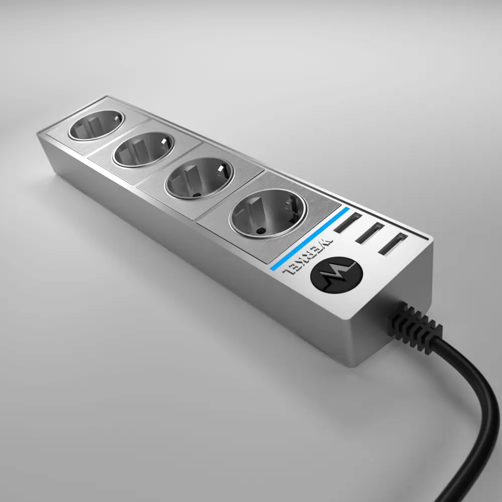 Фото 8 Розеточный блок с 3 USB Werkel a039976 4 розетки, 1.7 м