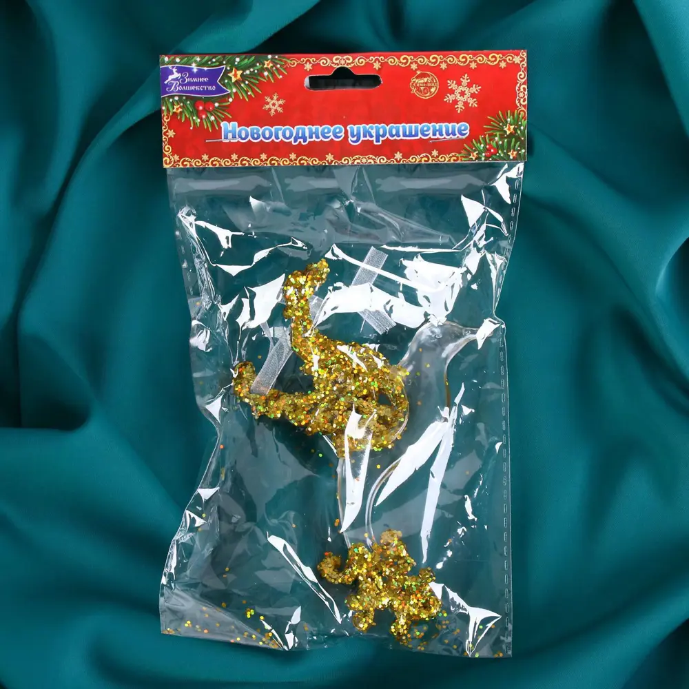 Фото 2 Елочная игрушка Голубь - мерцание Зимнее волшебство 5044990 13 см х 8 см жёлтый/золотой