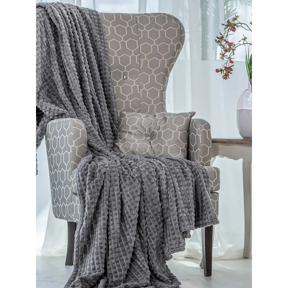 Фото Плед Medsleep Рошанте 200x220 см велсофт цвет серый Фото Плед Medsleep Рошанте 200x220 см велсофт цвет серый