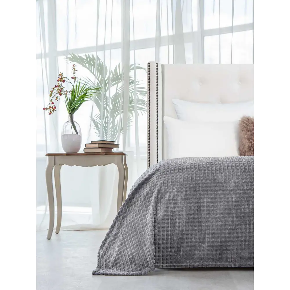 Фото 2 Плед Medsleep Рошанте 200x220 см велсофт цвет серый Фото 2 Плед Medsleep Рошанте 200x220 см велсофт цвет серый
