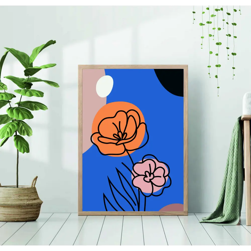 Фото Постер 28 картин Цветы на синем фоне Рисунок 40x50 см в подарочном тубусе без рамы Фото Постер 28 картин Цветы на синем фоне Рисунок 40x50 см в подарочном тубусе без рамы