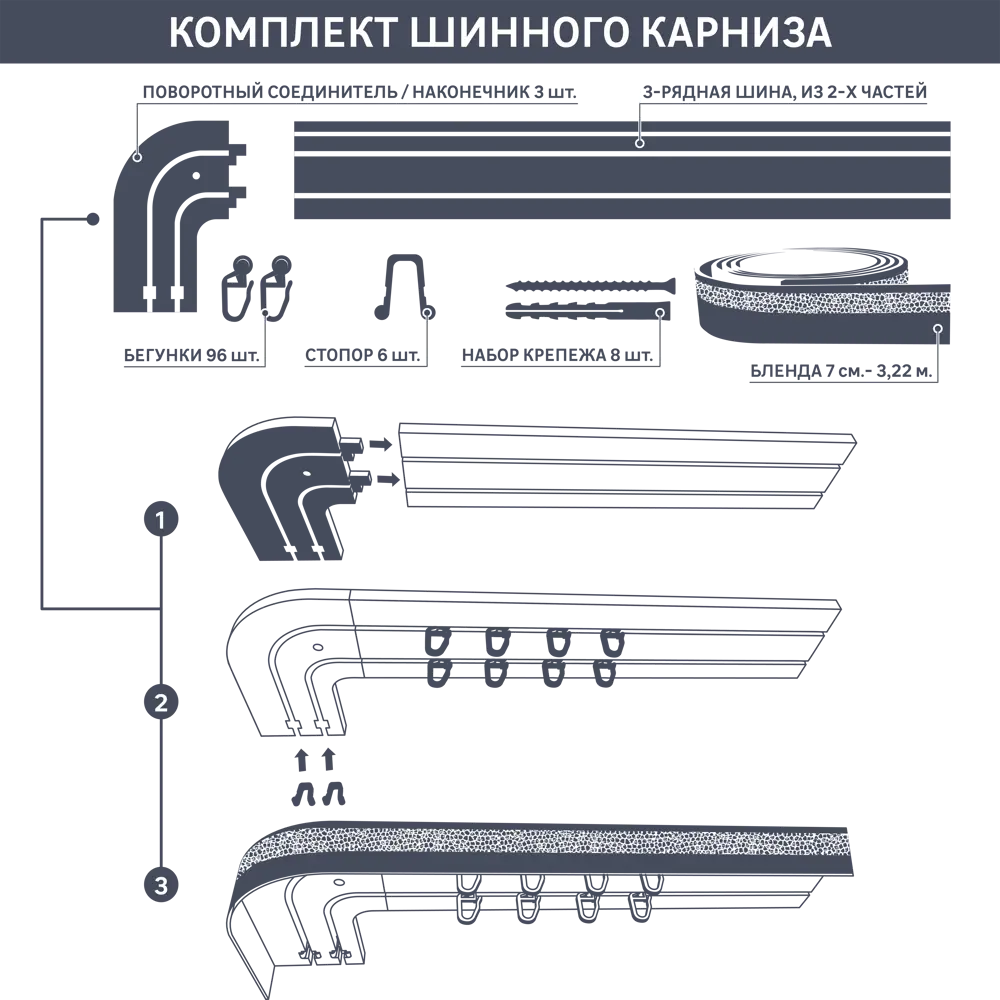Фото 4 Карниз трехрядный составной Элиза 300 пластик цвет шоколад Фото 4 Карниз трехрядный составной Элиза 300 пластик цвет шоколад