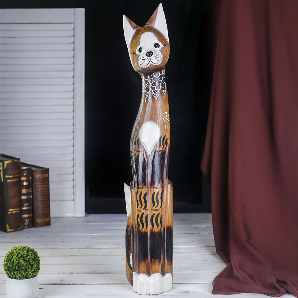 Фото Интерьерный сувенир "Кошечка с белыми лапками и грудкой" 6x13x80 см