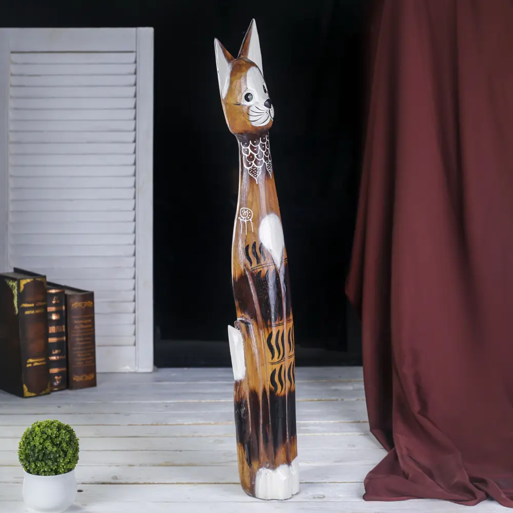 Фото 4 Интерьерный сувенир "Кошечка с белыми лапками и грудкой" 6x13x80 см