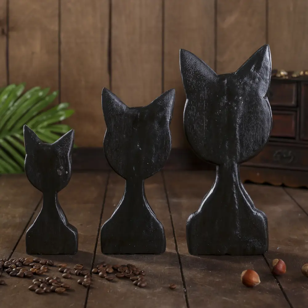 Фото 3 Набор сувениров 3 шт "Кошки с круглой головой" 5x17x25 см