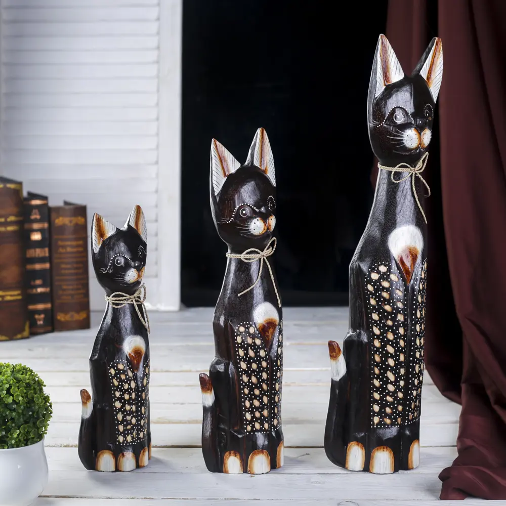 Фото 2 Набор сувениров 3 шт "Кошки Пятнистые лапки" (50x40x30) 7x25x50 см