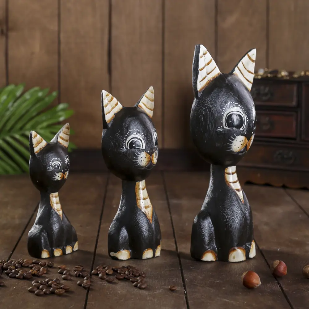 Фото 2 Набор сувениров 3 шт "Кошки с круглой головой" 5x17x25 см