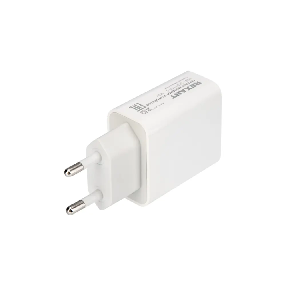 Фото 2 Сетевое зарядное устройство Rexant USB + Type-C 18Вт Quick charge Фото 2 Сетевое зарядное устройство Rexant USB + Type-C 18Вт Quick charge