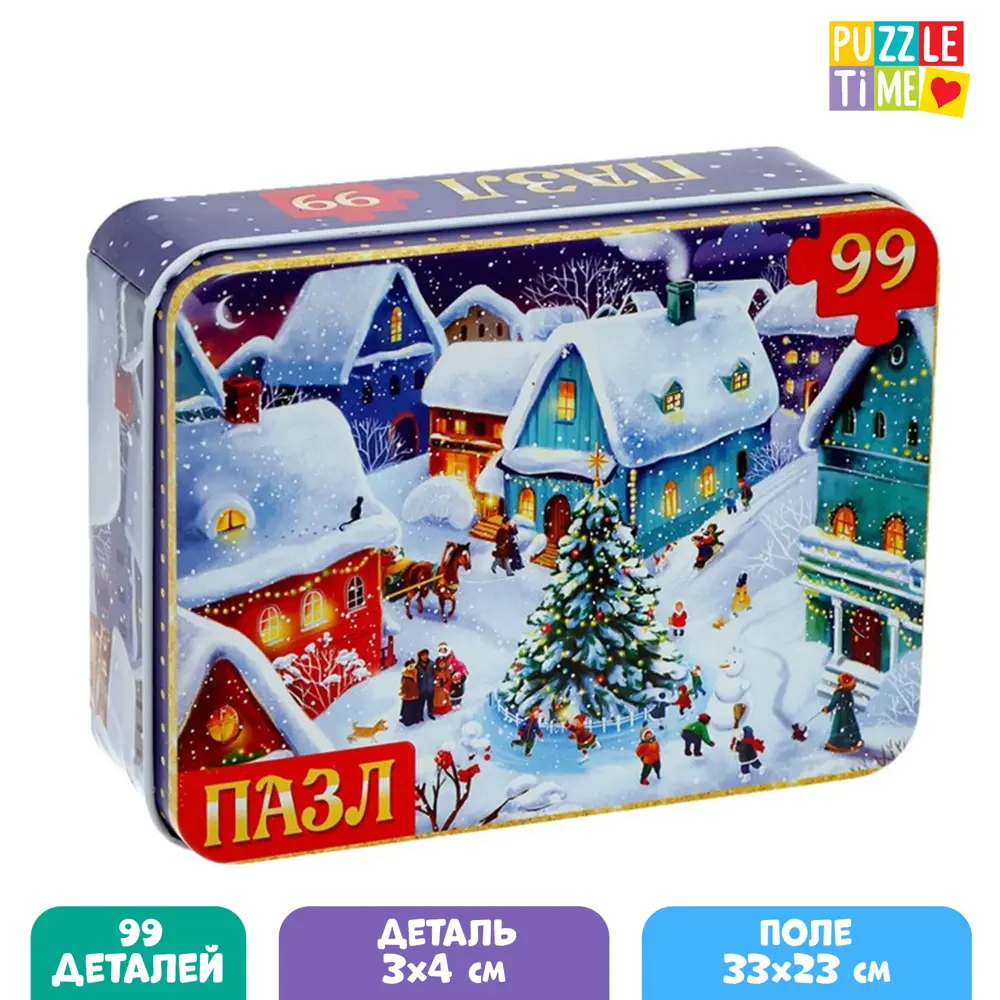 Фото Пазлы в металлической коробке Новогодняя ночь 99 деталей Puzzle Time Фото Пазлы в металлической коробке Новогодняя ночь 99 деталей Puzzle Time