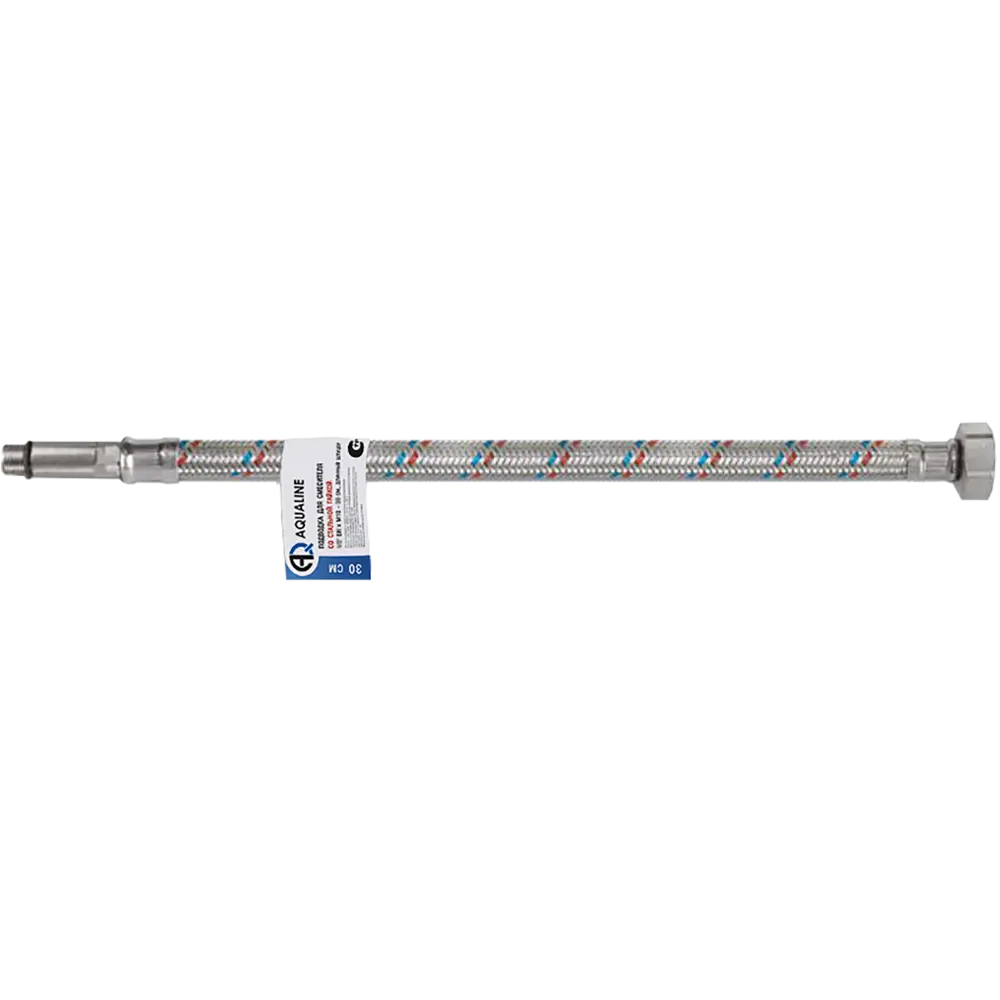 Фото Подводка для смесителя Aqualine M10 1/2" длинный штуцер 30 см Фото Подводка для смесителя Aqualine M10 1/2" длинный штуцер 30 см