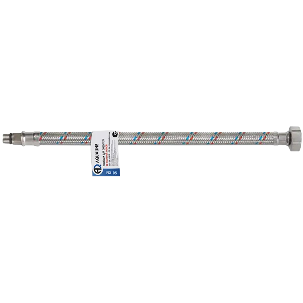 Фото Подводка для смесителя Aqualine M10 1/2" короткий штуцер 50 см Фото Подводка для смесителя Aqualine M10 1/2" короткий штуцер 50 см