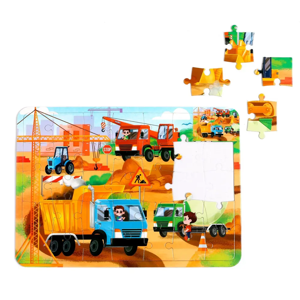 Фото 2 Пазл в рамке Машины на стройке 34 детали+раскраска Puzzle Time Фото 2 Пазл в рамке Машины на стройке 34 детали+раскраска Puzzle Time