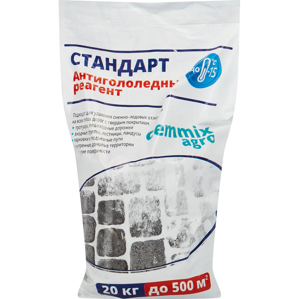 Фото Противогололедный реагент Cemmix Стандарт 20 кг
