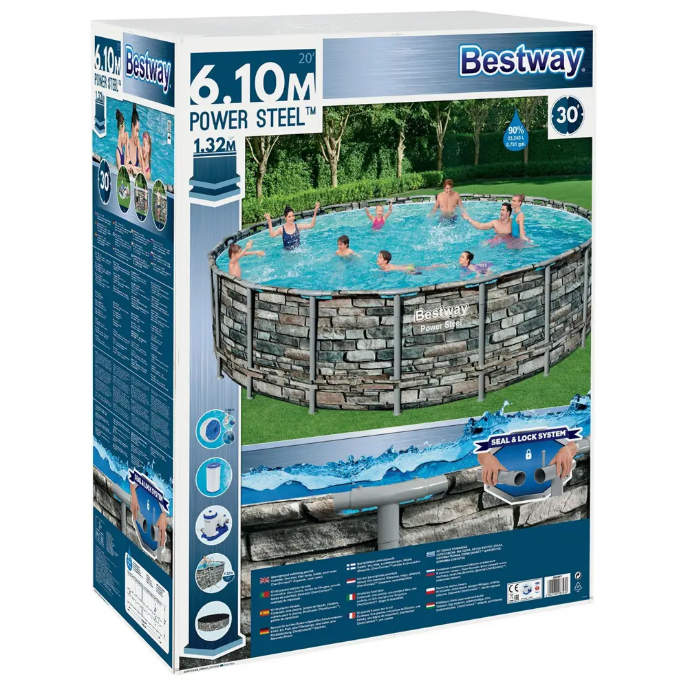Фото 9 Каркасный бассейн Bestway Power Steel 610x132x610 см цвет серый Фото 9 Каркасный бассейн Bestway Power Steel 610x132x610 см цвет серый