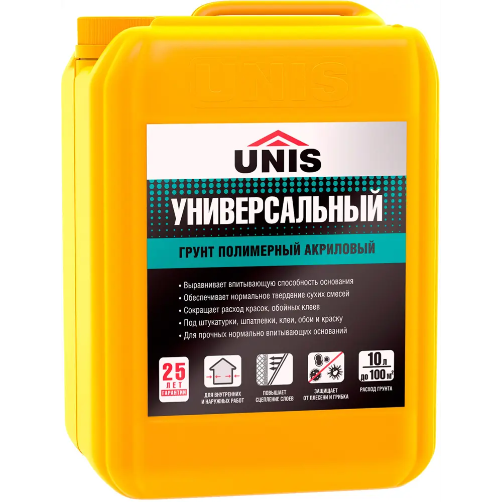 Фото Грунтовка для сухих помещений Unis 10 л Фото Грунтовка для сухих помещений Unis 10 л