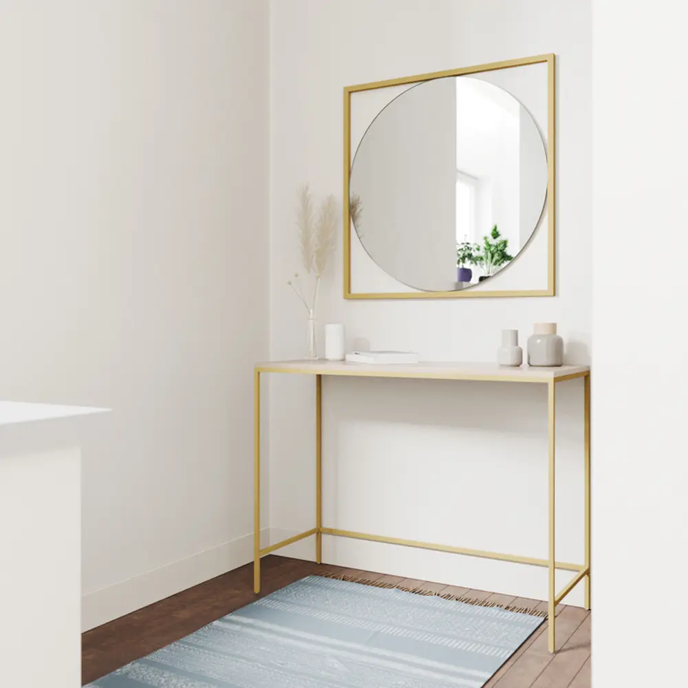 Фото 2 Зеркало Genglass в золотой раме настенное круглое Kvadrum Gold M 83x83 см Фото 2 Зеркало Genglass в золотой раме настенное круглое Kvadrum Gold M 83x83 см