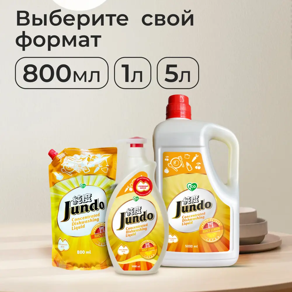 Фото 6 Эко гель с гиалуроновой кислотой Jundo для мытья посуды и детских принадлежностей Juicy Lemon, 1 л Фото 6 Эко гель с гиалуроновой кислотой Jundo для мытья посуды и детских принадлежностей Juicy Lemon, 1 л
