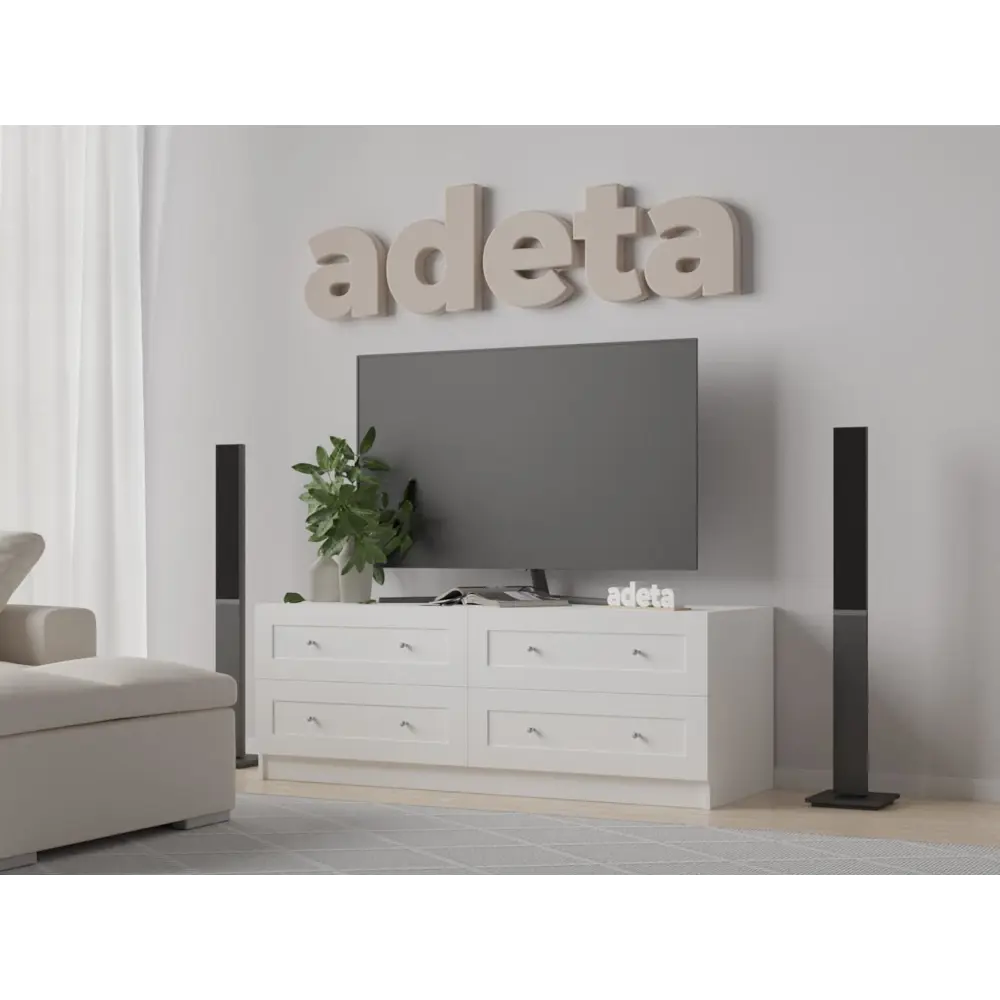 Фото 6 Тумба под телевизор Adeta Билли 517 100x50x50 см ЛДСП цвет белый Фото 6 Тумба под телевизор Adeta Билли 517 100x50x50 см ЛДСП цвет белый