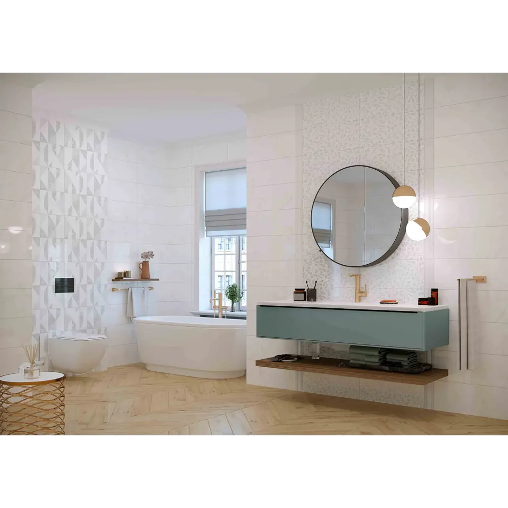 Фото Керамическая плитка Creto Forza Calacatta White Mosaico 01 25x60см, цена за упаковку Фото Керамическая плитка Creto Forza Calacatta White Mosaico 01 25x60см, цена за упаковку
