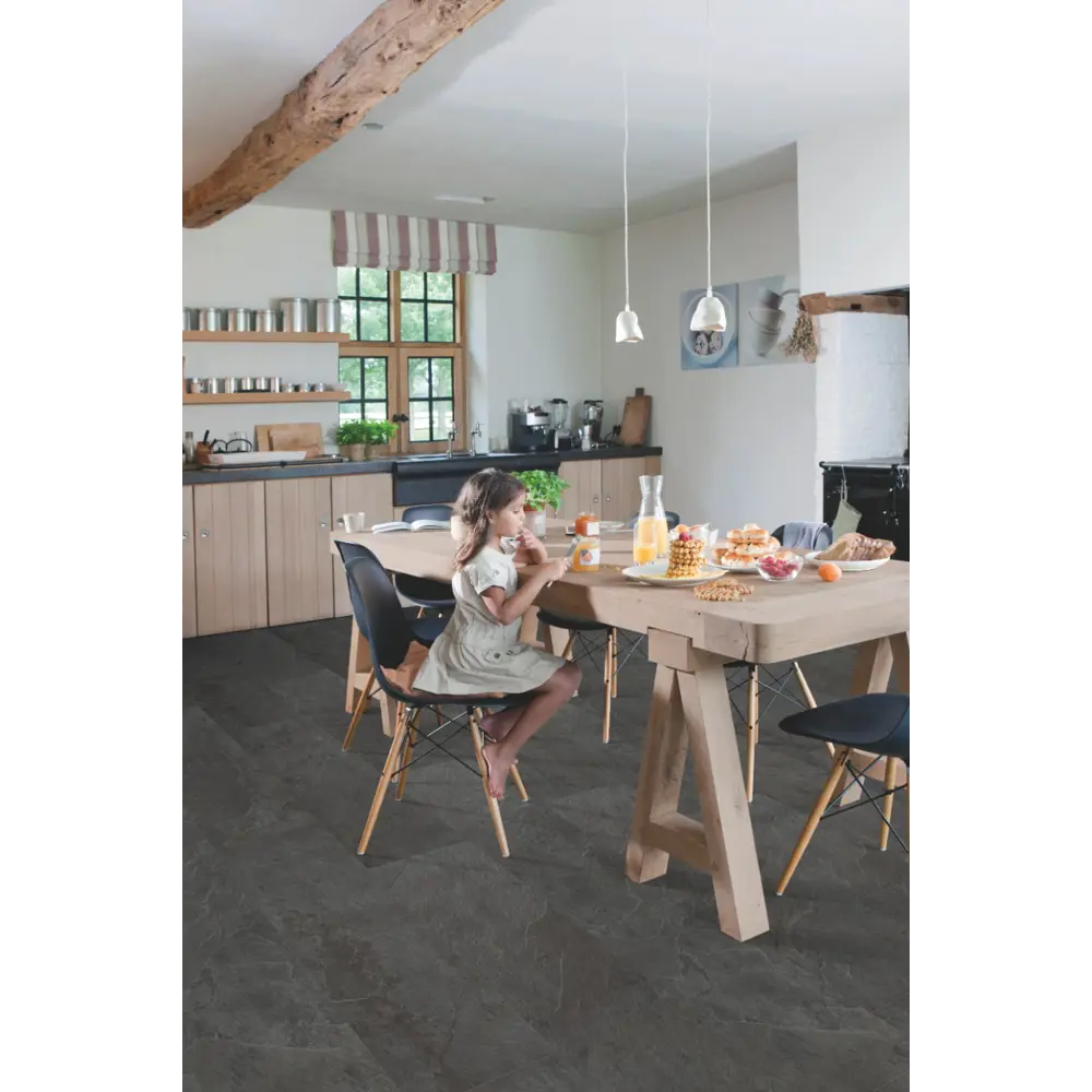 Фото 4 ПВХ плитка Quick Step Сланец чёрный 33 класс толщина 4.5 мм 2.08 м², цена за упаковку Фото 4 ПВХ плитка Quick Step Сланец чёрный 33 класс толщина 4.5 мм 2.08 м², цена за упаковку