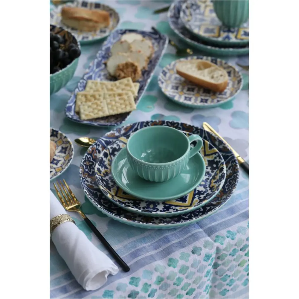 Фото 3 Чайный набор 275 мл Myatashop Beautiful patterns фарфор цвет зеленый/голубой