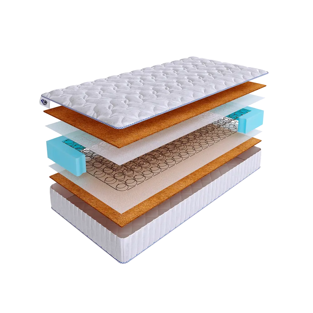 Фото Матрас SkySleep Simple 2 BS 135x200 см зависимый пружинный блок, полутораспальный, ортопедический, жесткий, кокосовый Фото Матрас SkySleep Simple 2 BS 135x200 см зависимый пружинный блок, полутораспальный, ортопедический, жесткий, кокосовый