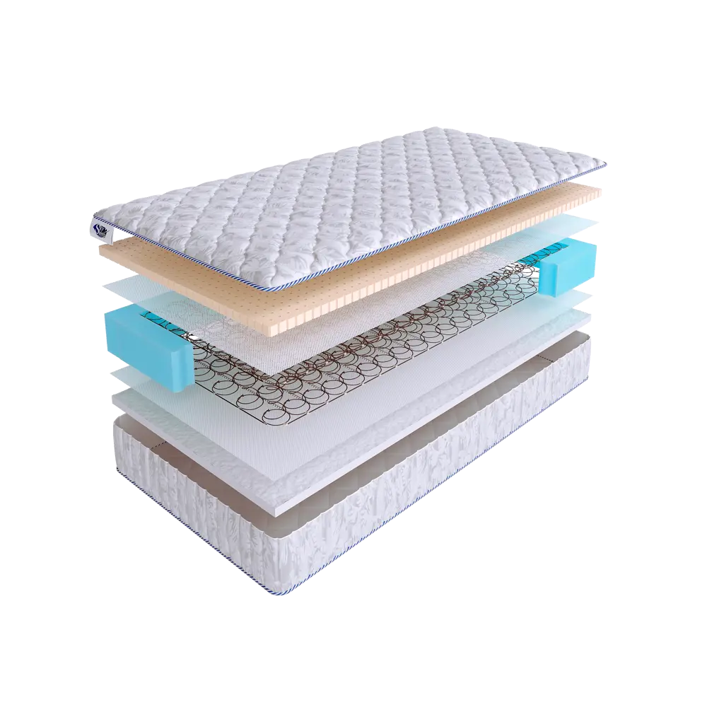 Фото Матрас SkySleep Practic Latex Fiber BS 150x200 см зависимый пружинный блок, двуспальный, ортопедический