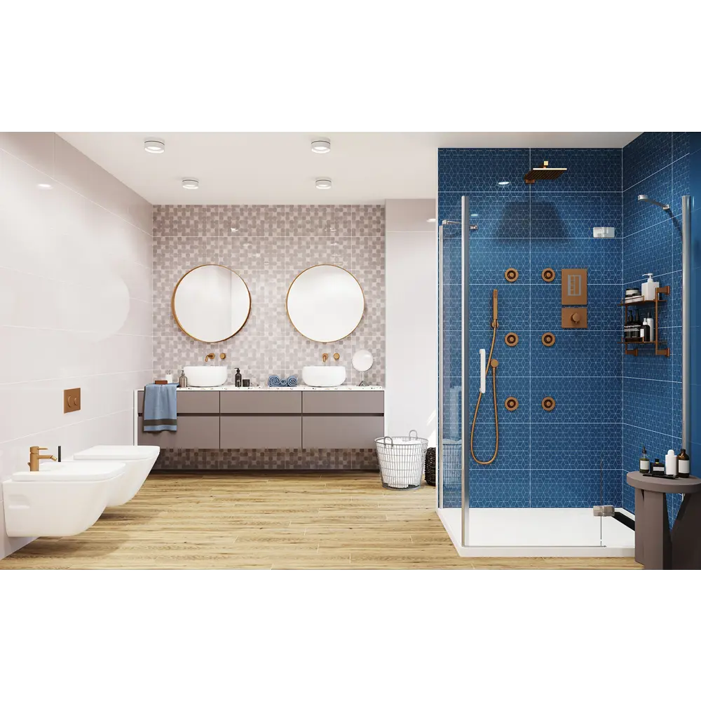 Фото 2 Керамическая вставка Creto Mono Jasmine geometry sky 30x60см