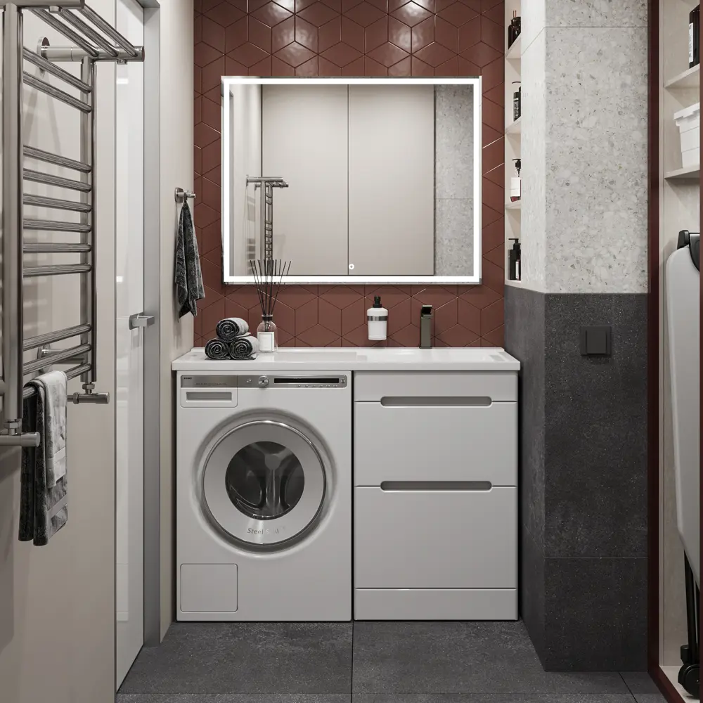 Фото 4 Тумба под раковину напольная Sanstar 366.1-1.4.1.КПКОС 120см цвет белый Фото 4 Тумба под раковину напольная Sanstar 366.1-1.4.1.КПКОС 120см цвет белый