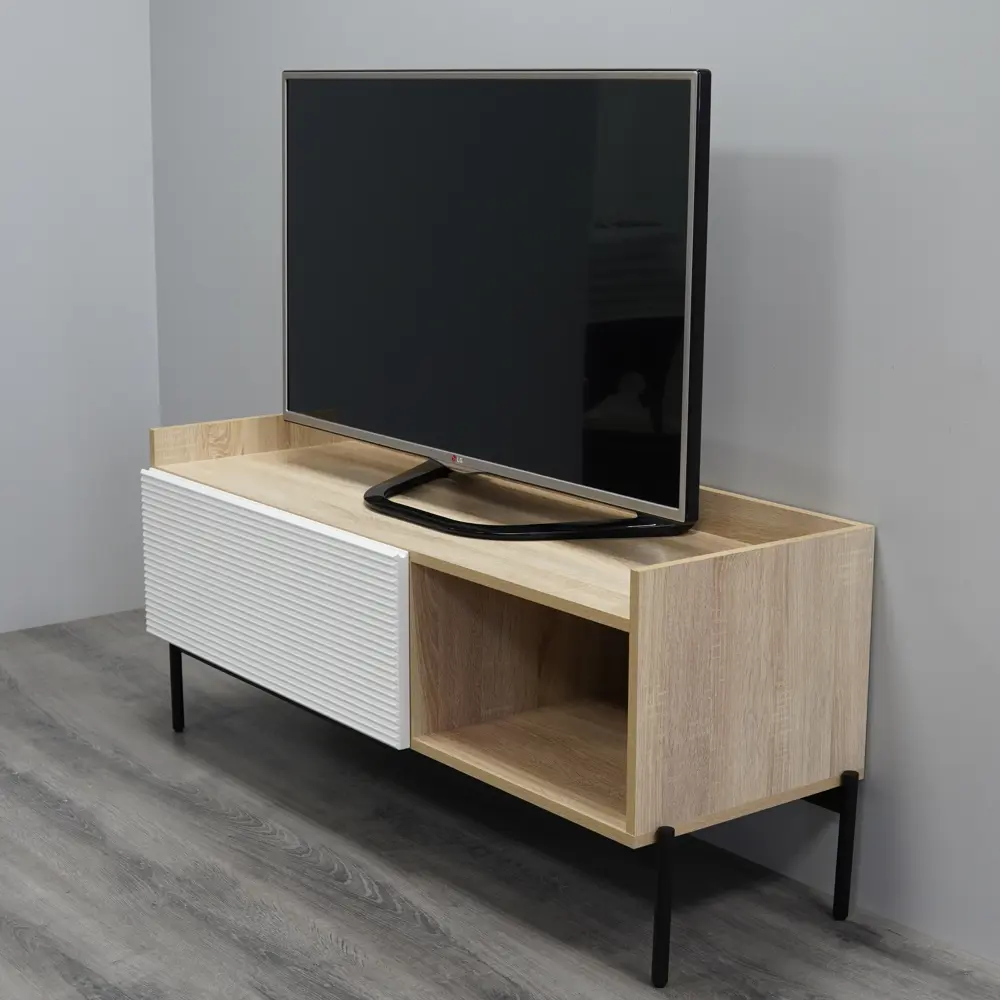 Фото 2 Тумба под телевизор ТГ-02 С/Б 124x52x42 см ЛДСП цвет белый/дуб сонома Фото 2 Тумба под телевизор ТГ-02 С/Б 124x52x42 см ЛДСП цвет белый/дуб сонома