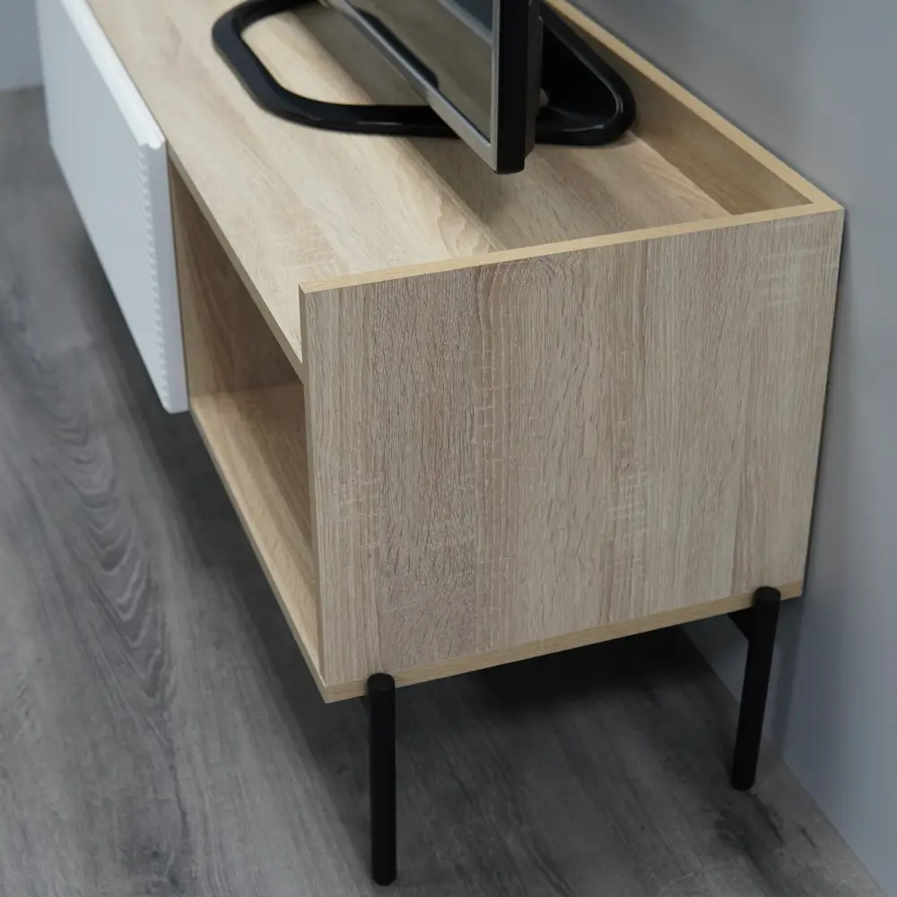 Фото 6 Тумба под телевизор ТГ-02 С/Б 124x52x42 см ЛДСП цвет белый/дуб сонома Фото 6 Тумба под телевизор ТГ-02 С/Б 124x52x42 см ЛДСП цвет белый/дуб сонома