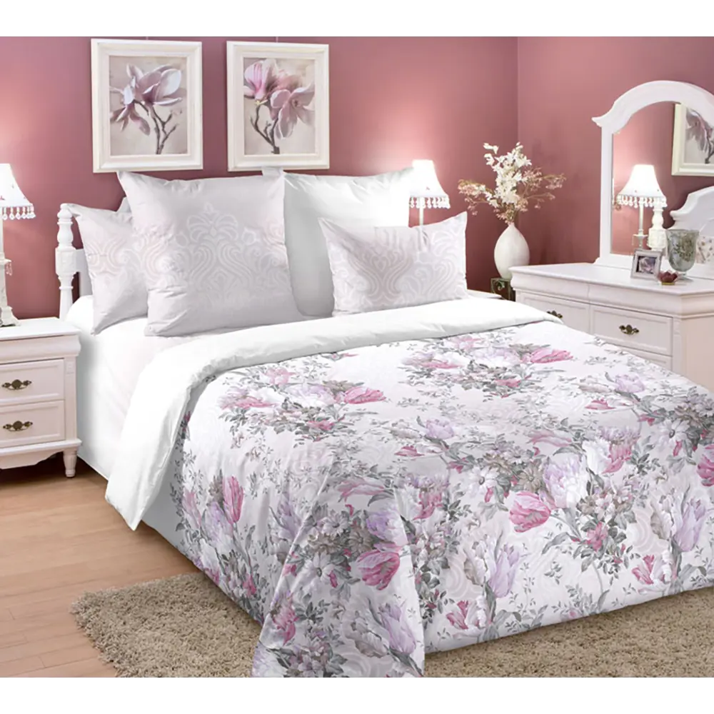 Фото Комплект постельного белья Home Mercury Бонжур сатин семейный 4 наволочки