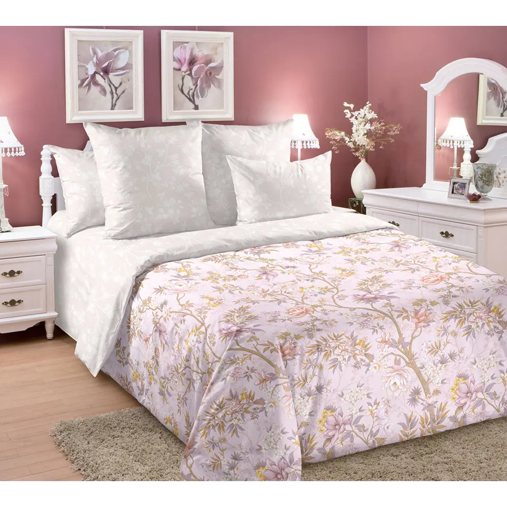 Фото Комплект постельного белья Home Mercury Монпасье сатин двуспальный 2 наволочки 70x70