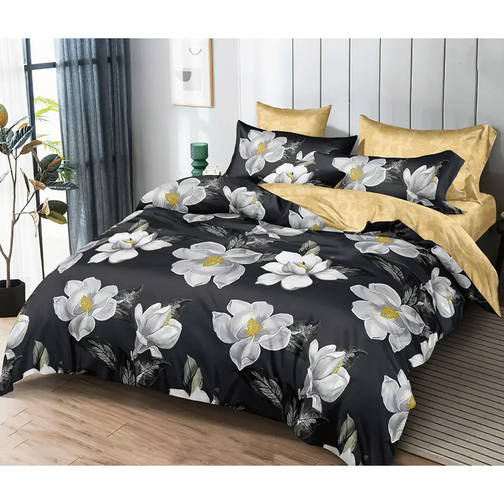 Фото Комплект постельного белья Home Mercury Аллюр поплин полутораспальный 4 наволочки