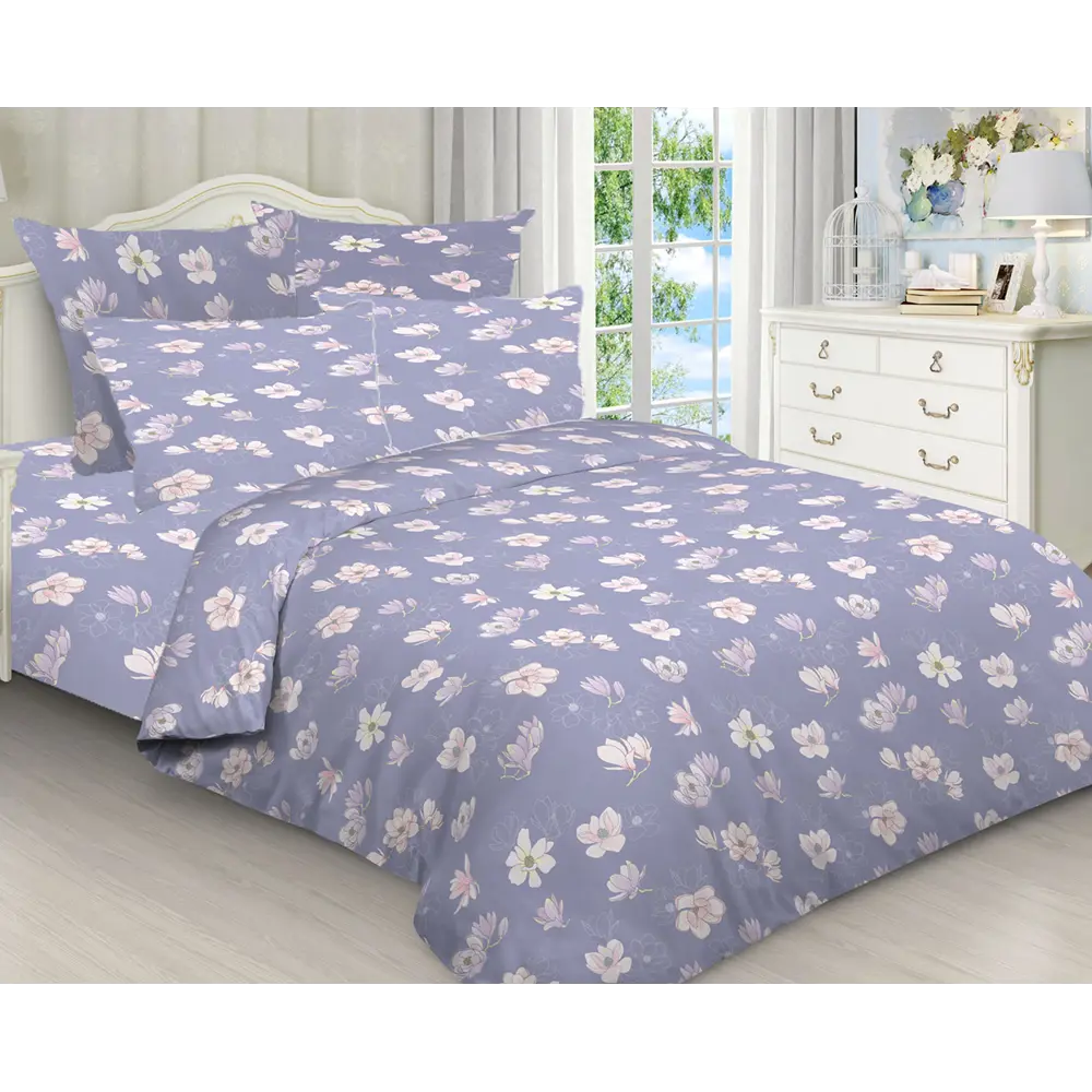 Фото Комплект постельного белья Home Mercury Россыпь цветов 26052, евро, бязь, разноцветный