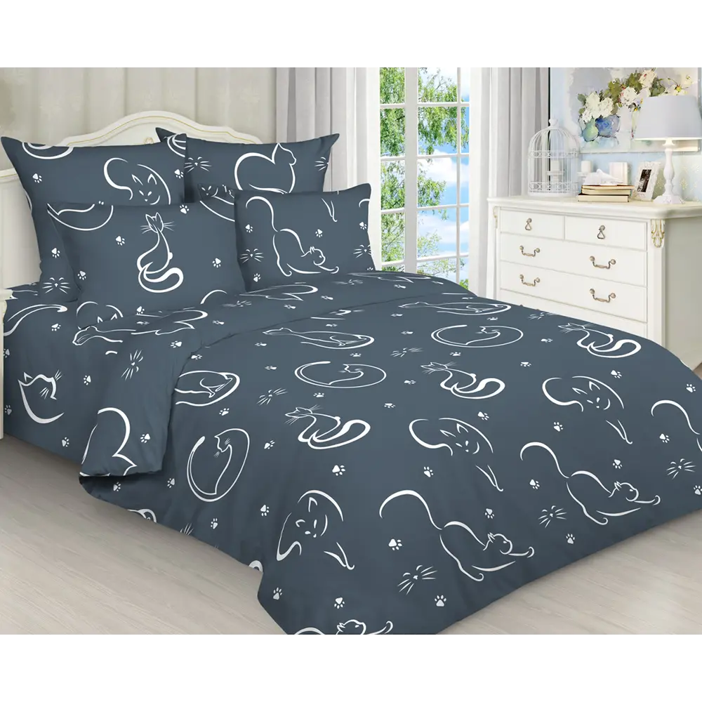 Фото Комплект постельного белья Home Mercury Ночной кот 26027, полутораспальный, бязь, разноцветный