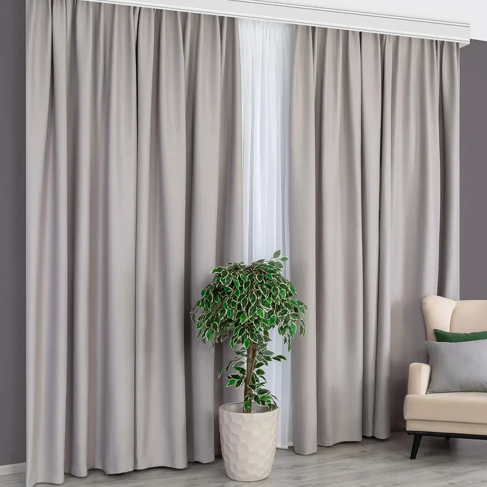 Фото 2 Комплект штор на шторной ленте Nightflex блэкаут Айсберг 150x270 см цвет серый/светло-серый Фото 2 Комплект штор на шторной ленте Nightflex блэкаут Айсберг 150x270 см цвет серый/светло-серый