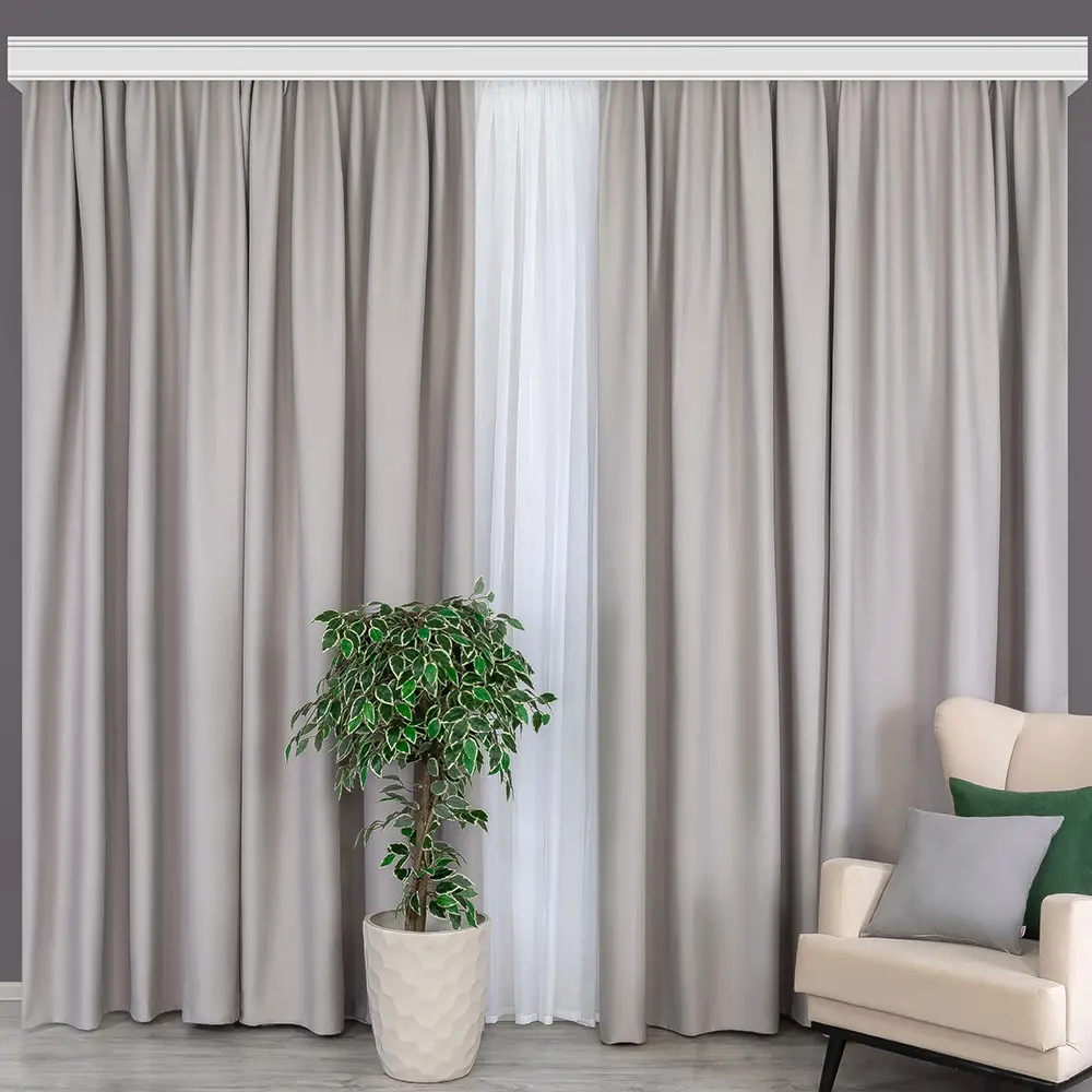 Фото Комплект штор на шторной ленте Nightflex блэкаут Айсберг 150x270 см цвет серый/светло-серый Фото Комплект штор на шторной ленте Nightflex блэкаут Айсберг 150x270 см цвет серый/светло-серый