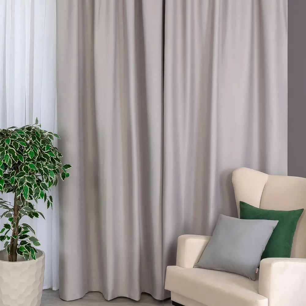 Фото 3 Комплект штор на шторной ленте Nightflex блэкаут Айсберг 150x270 см цвет серый/светло-серый Фото 3 Комплект штор на шторной ленте Nightflex блэкаут Айсберг 150x270 см цвет серый/светло-серый