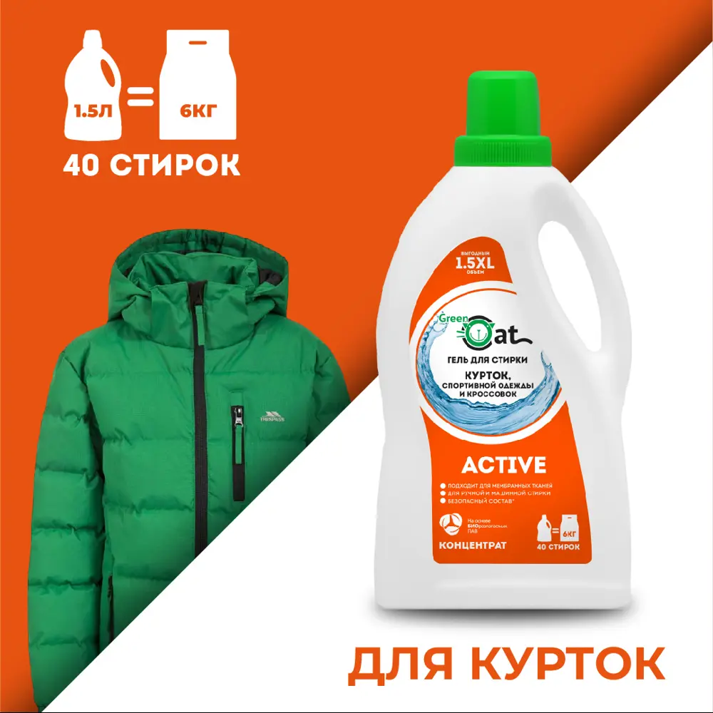 Фото 2 Гель для стирки Green cat 308427 1.5 л Фото 2 Гель для стирки Green cat 308427 1.5 л