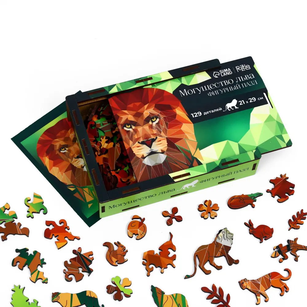 Фото 3 Фигурный пазл Puzzle "Могущество льва" 129 деталей Фото 3 Фигурный пазл Puzzle "Могущество льва" 129 деталей
