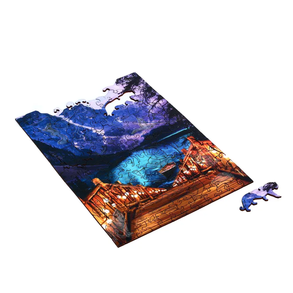 Фото 3 Деревянный пазл для детей Puzzle "Вечерний пейзаж" фигурные светящиеся детали Фото 3 Деревянный пазл для детей Puzzle "Вечерний пейзаж" фигурные светящиеся детали