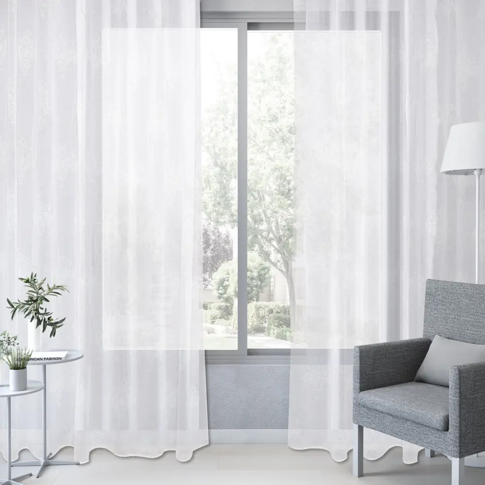 Фото 7 Тюль на ленте Inspire Lakane 250x280 см цвет белый Фото 7 Тюль на ленте Inspire Lakane 250x280 см цвет белый