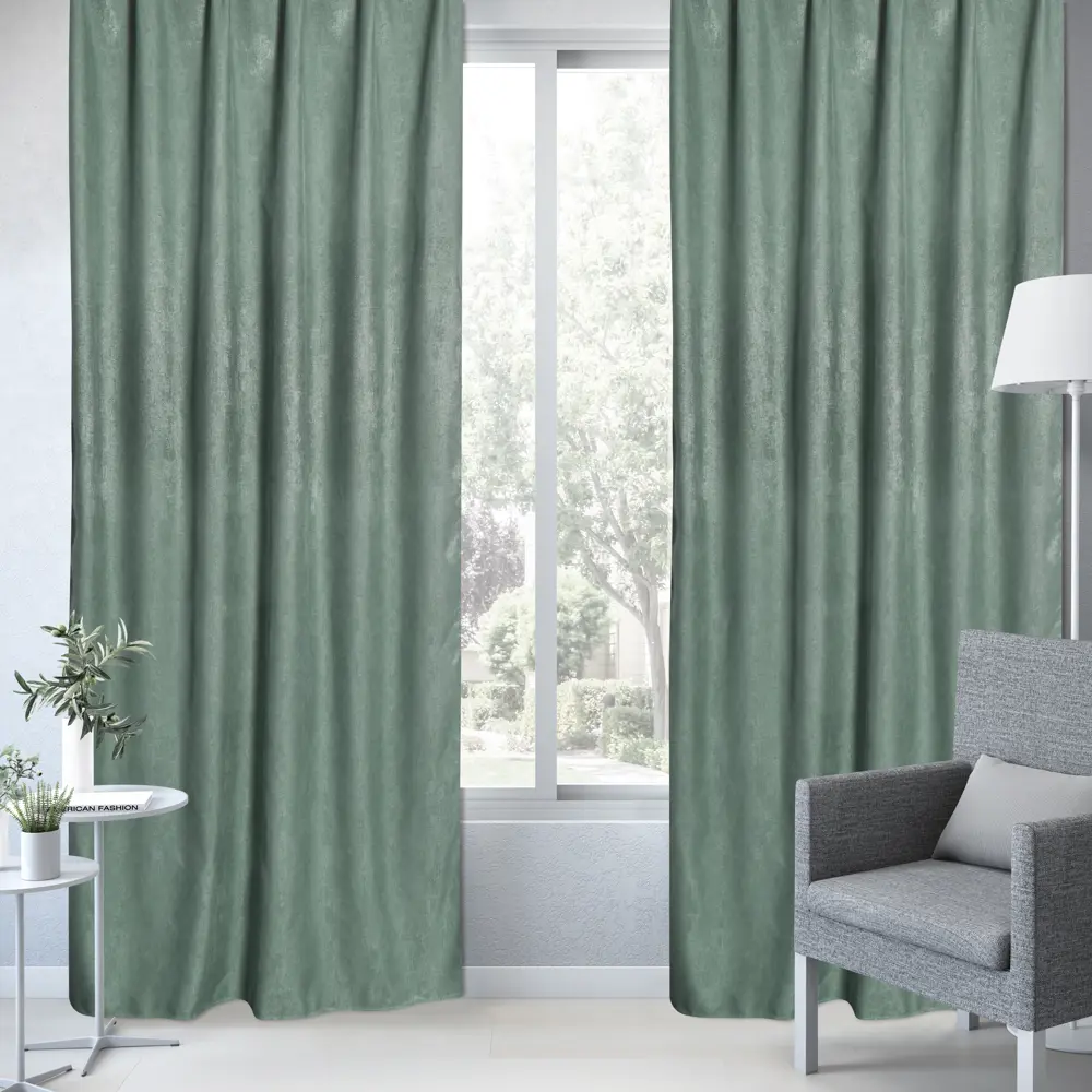Фото 6 Штора на ленте Inspire Metsa 160x280 см цвет зеленый Фото 6 Штора на ленте Inspire Metsa 160x280 см цвет зеленый