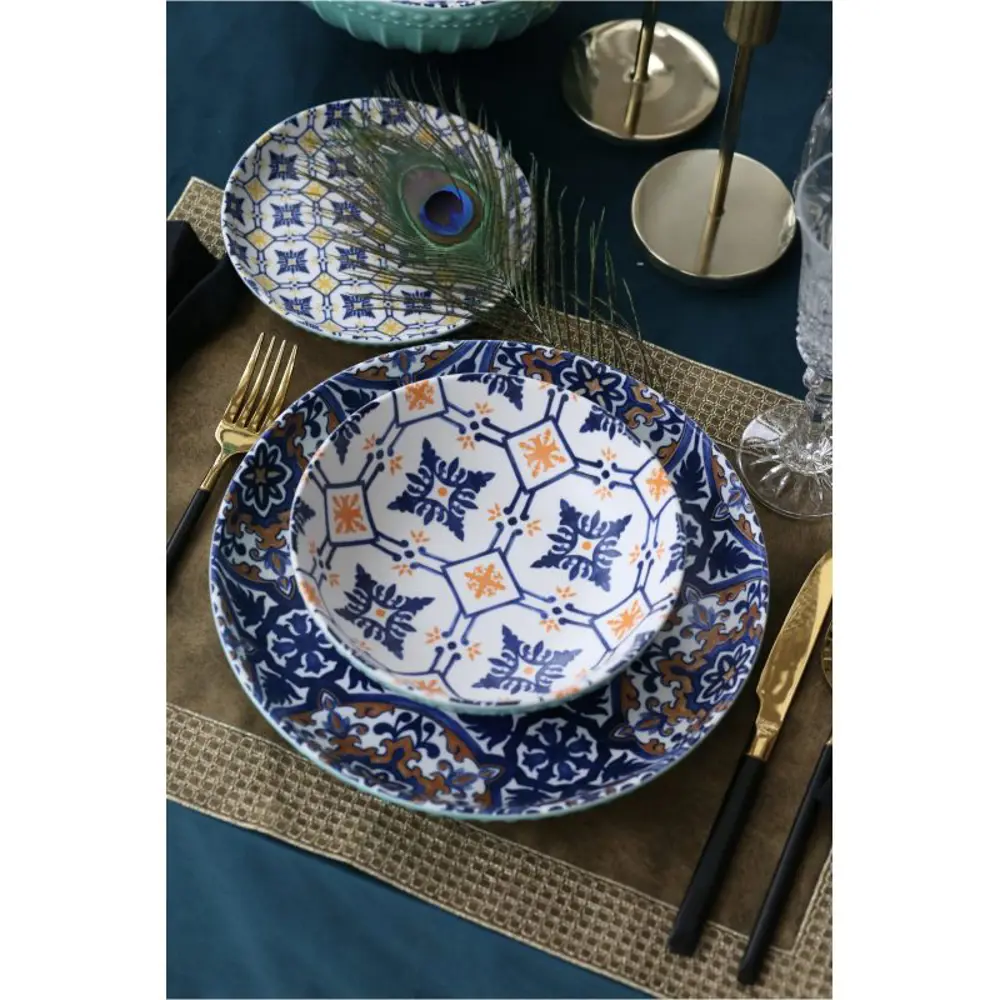 Фото 4 Тарелка Myatashop 16x16 см фарфор цвет синий/зеленый/желтый Фото 4 Тарелка Myatashop 16x16 см фарфор цвет синий/зеленый/желтый