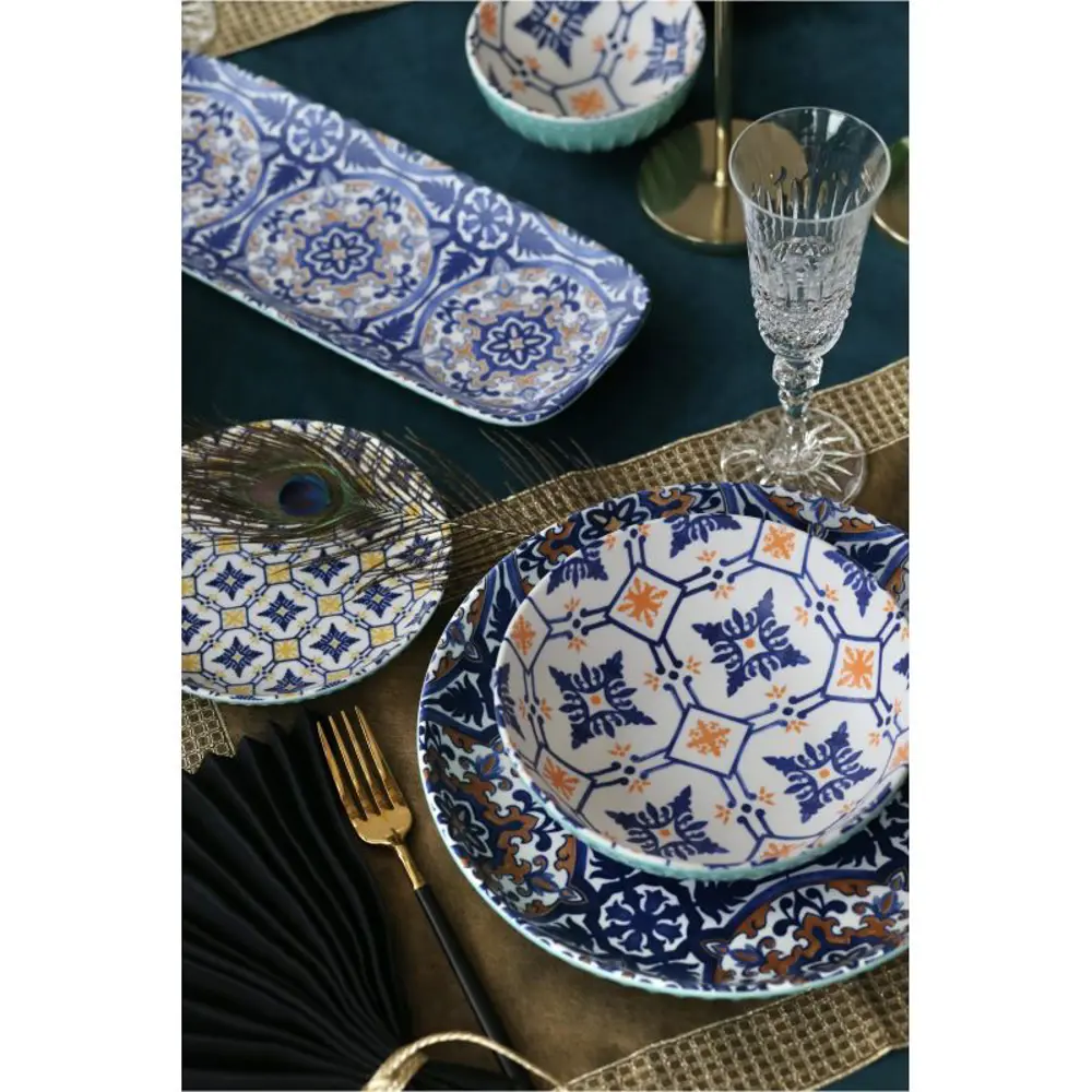 Фото 3 Тарелка Myatashop 16x16 см фарфор цвет синий/зеленый/желтый Фото 3 Тарелка Myatashop 16x16 см фарфор цвет синий/зеленый/желтый