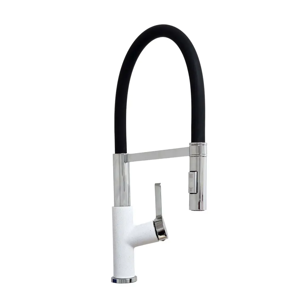 Фото Смеситель для кухни однорычажный Brnou Br760-2 высота 18.5 см цвет бело-черный Фото Смеситель для кухни однорычажный Brnou Br760-2 высота 18.5 см цвет бело-черный