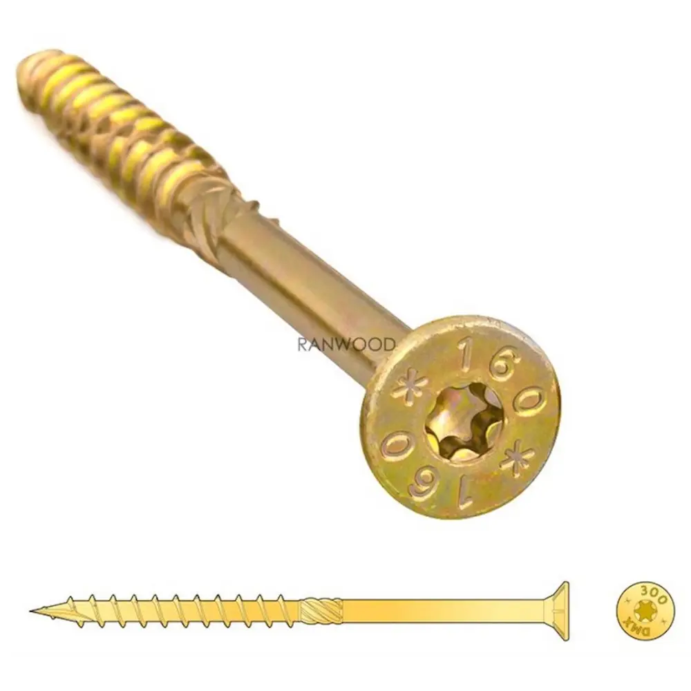 Фото Шуруп для дерева Rusconnect потай 4×16 желтый цинк 500 шт. Фото Шуруп для дерева Rusconnect потай 4×16 желтый цинк 500 шт.