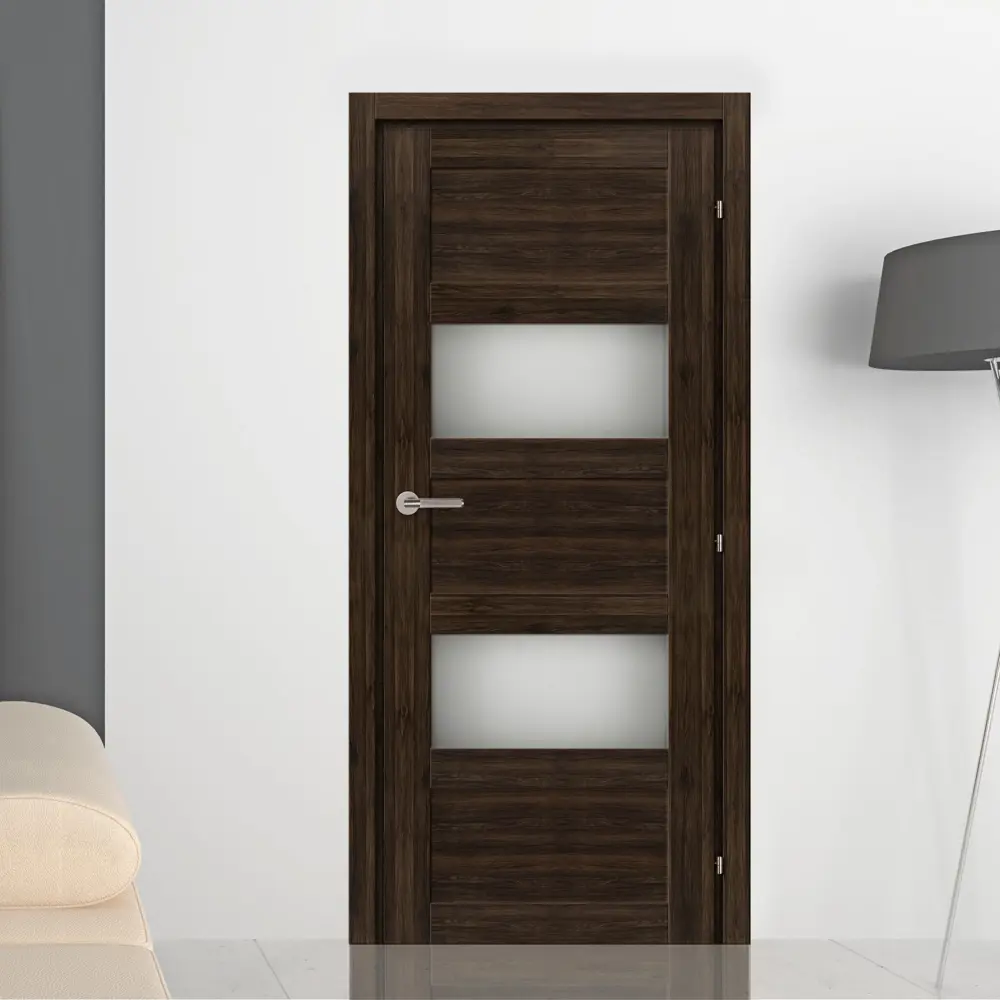 Фото 6 Дверь межкомнатная остекленная с замком и петлями в комплекте Presto Санремо 80x200 см ПВХ цвет коричневый Фото 6 Дверь межкомнатная остекленная с замком и петлями в комплекте Presto Санремо 80x200 см ПВХ цвет коричневый